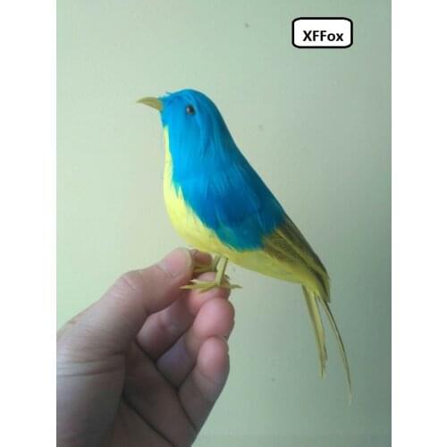 New simulation blue&yellow bird model foam&furs lifelike small bird doll gift about 16cm xf0586