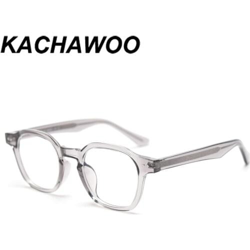 Kachawoo acetate square glasses frame men transparent grey optical eyeglasses for women clear lens TR90 high quality Korean