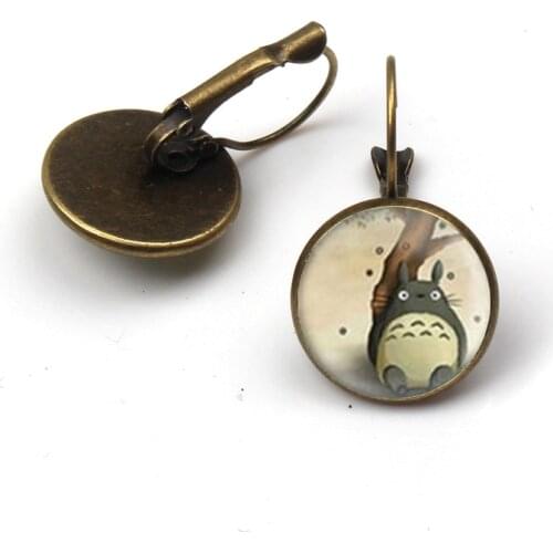 My Neighbour Stud Earring My Neighbor Totoro Earrings For Woman Glass Ear Nail Cabochon Dangle Earrings Women Wedding Ohrringe