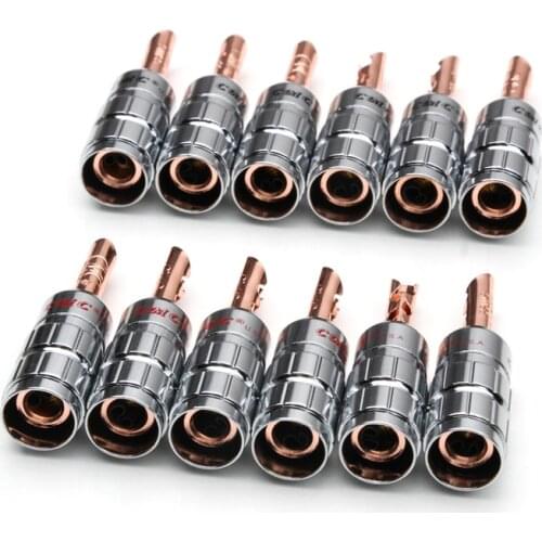 12PCS Banana Plug 4mm 24K Gold Plated Copper CMC Banana Connector No soldering Cable Audio Video Male Speaker Connectors