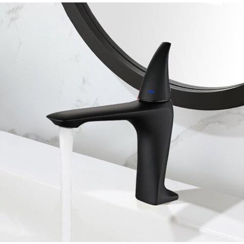 Basin Faucet Mixer Black Brass Sink Faucets Deck Mounted Hot and Cold Bathroom Sink Taps Total Brass Lavatory Faucet Bath Crane