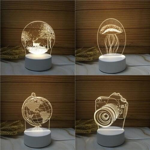 Led Night Light Hologram 3d Illusion Lamp for Kids Bedroom Decor Nightlight Usb Powered Table Lamp Gift Led Light Fixture