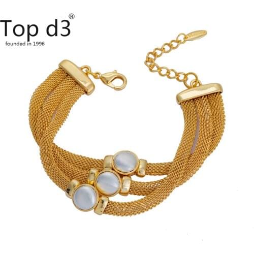 Top d3 Viennois Group Trendy Romantic Heart Bracelet Gold Color Dubai Ethiopian African Women Jewelry