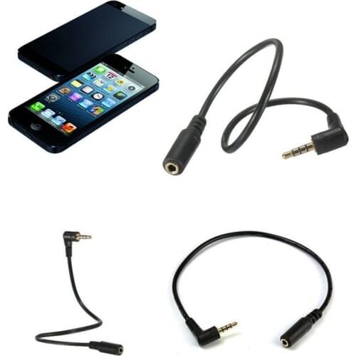 NEW DC 3.5mm Male to 3 Pole Female AUX DC Stereo Audio 4 Pole 90 Degree Angled Extension Cable For Phone Laptops MP3 Tablet PC