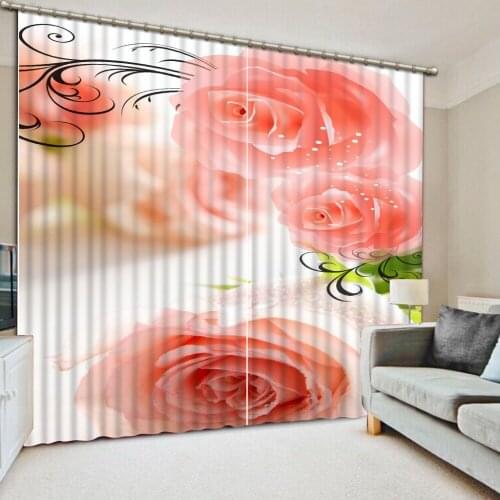 Custom 3d landscape curtains Rose curtains for living room 3d stereoscopic blackout curtains for bedroom
