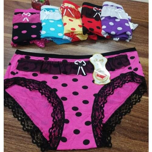 Jian Peng kawaii printed low-Rise briefs underwear women sexy lace panties lady Modal solid and durable underpants with bow