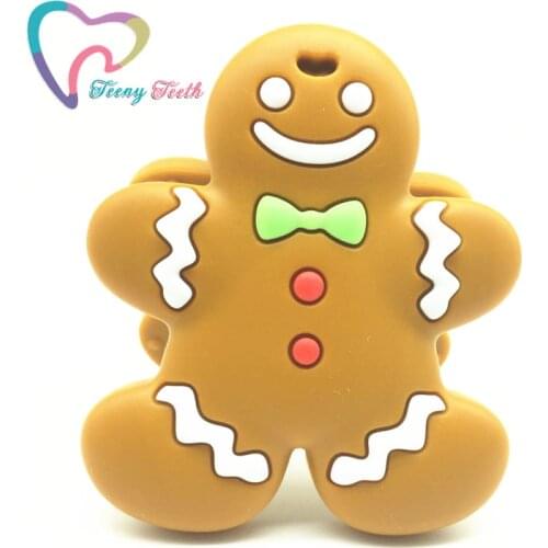 Teeny Teeth 1pcs new christimas teether,gingerbread cookie pendant,food grade gingerbread man chew toy,christmas gingerbread