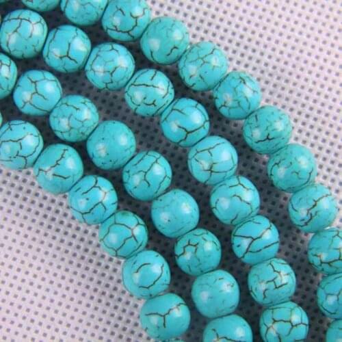 10MM Blue Howlite Stone Round Loose Beads Strand 16 Inch Jewelry Making C002