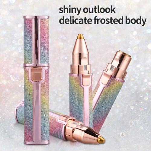 2 In 1 Facial Hair Remover & Eyebrow Trimmer USB Rechargeable Eyebrow Razor Hair Removal Painless Hair Remover With LED Light