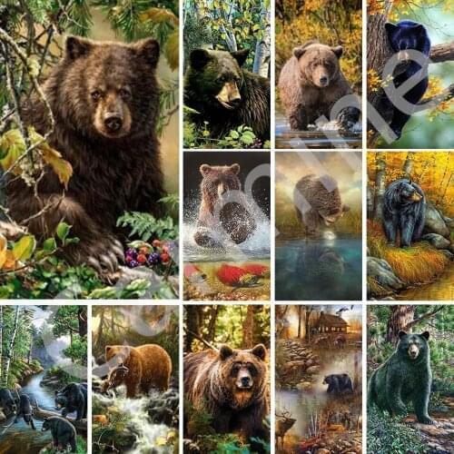 DIY 5D Diamond Painting Bear Cross Stitch Embroidery Animals Rhinestone Crafts Picture Full Round&Square Drill Home Decoration
