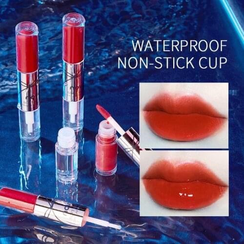 NOVO Velvet Solid Color Raincoat Lip Gloss Long-lasting Waterproof Lip Double Head Liquid Matte Silky Lipstick Comestic TSLM2