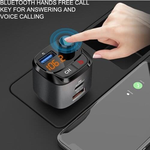 Bluetooth 5.0 FM Transmitter for Car, Wireless Bluetooth Radio Adapter Music Player/Car Kit with Hands-Free Calls