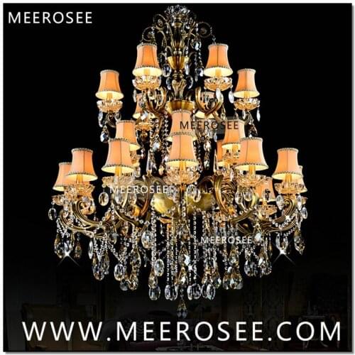 Large 3 Tiers 24 Arms Crystal Chandelier Light Fixture Antique Brass Luxurious Crystal Lustre Lamp MD8504 L24 D1150mm H1400mm