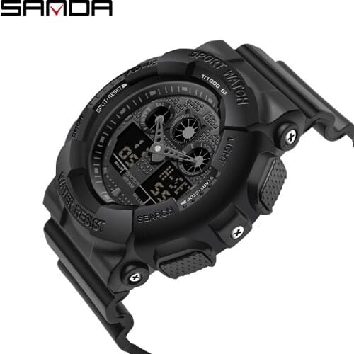 SANDA Ladies Watch Dual Display Quartz Automatic Date Chronograph Alarm Sports Watch Luminous Waterproof Men and Womens Watches