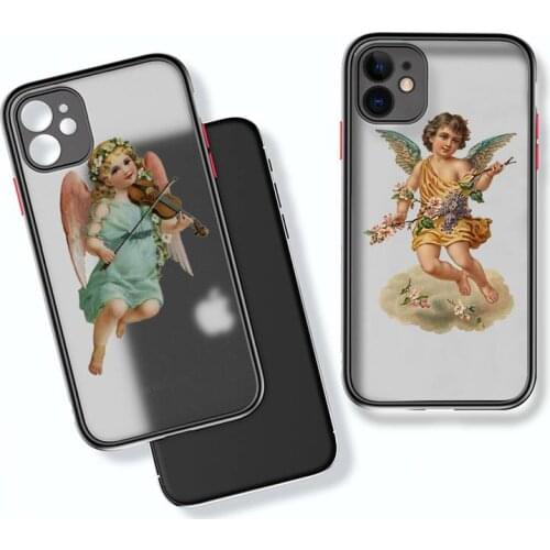 Renaissance angels baby Phone Case Colorful Bumper Shockproof Trasparent For iPhone 12 11 Pro Max XR X XS 7 8 Plus Cover
