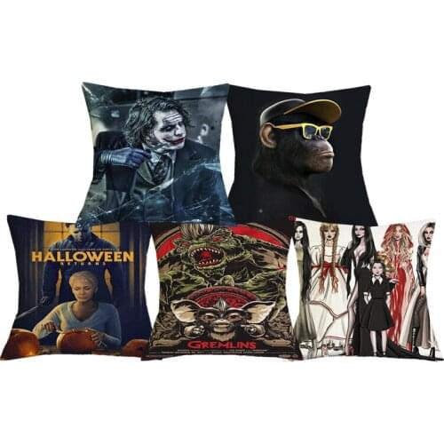 C01102 Halloween Home Decoration Clown Killers Print Cushion Cover Horror Movie Series Throw Pillowcases for Sofa Couch Car Seat