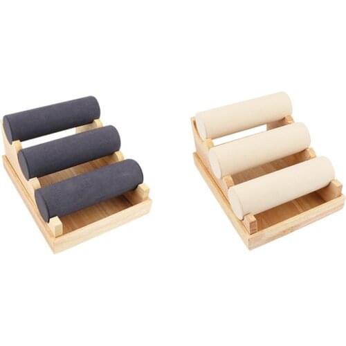 Wood 3 Tier Bracelet Watch Stand Holder Jewelry Showcase Display Storage Necklace Bangle Organizer