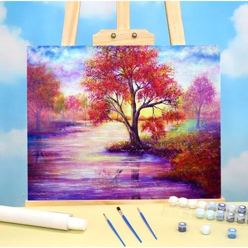 Natural Scenery Autumn Waters Painting By Numbers Set Acrylic Paints 40*50 Boards By Numbers Loft Wall Picture Handicraft