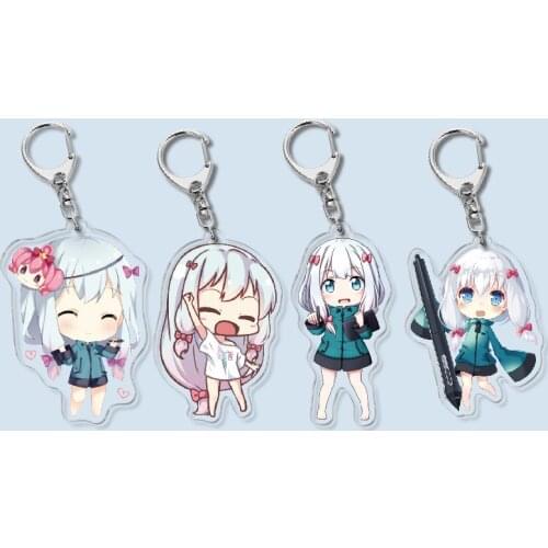 Kawaii Anime Izumi Sagiri Keychain Cartoon Print Transparent Double-sided Figure Acrylic Charm Keychain
