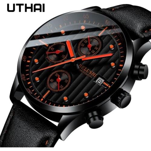 Mens Watch Quartz watch mens fashion trend watch waterproof luminous three-eye six-pin