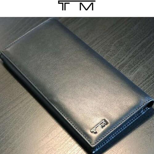 Wallet top layer cowhide leather mens business long vertical wallet wallet mens suit clip card bag