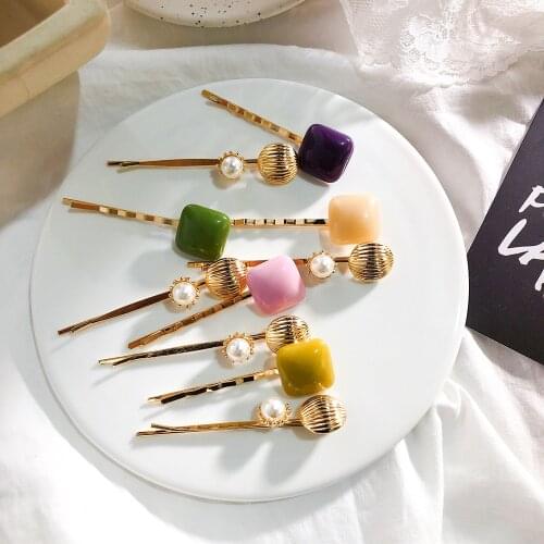 Pearl Hair Clip Set Shell hair clip Barrettes for Women Girls Handmade Gem Hairpins Hair Accessories Acrylic adult headwear