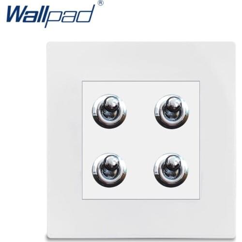 New Arrival 4 Gang 2 Way Toggle Switch Wallpad Luxury White PC Panel Wall Light Switch 16A AC110~250V