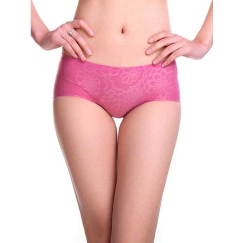 New Ice Silk Seamless Underwear For Girl Lace And Sexy Mid Waist Jacquard Hemmed Lingerie Female Breathable Womens Briefs