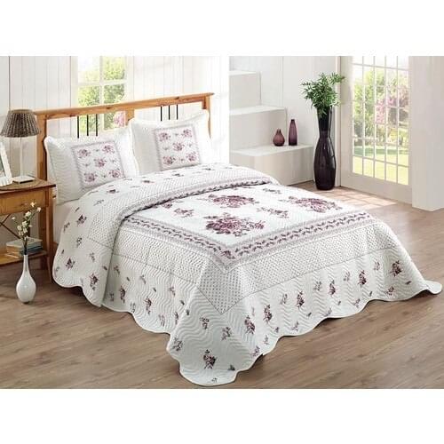 WONDERFUL GIFT GREAT GIFT Cover My Flower Lilac Double Quilted Bedspread FREE SHİPPİNG