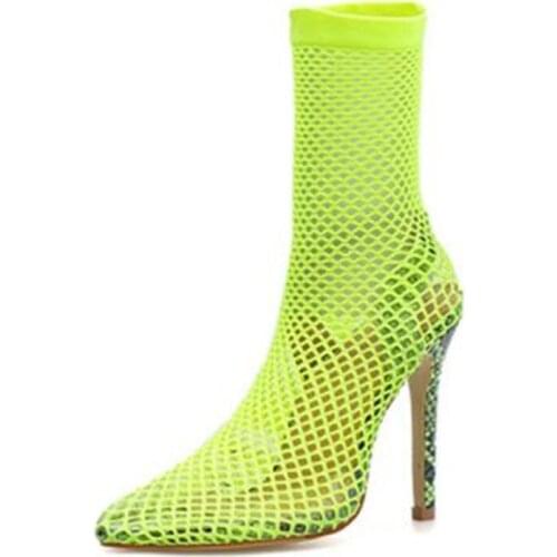 Women Sandals Women Thin High Heels Sandals Summer Shoes Pointed Toe Mesh 12CM Slip On zapatos de mujer women shoes size 35-42