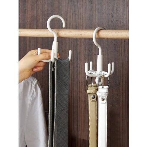 Wardrobe multi-purpose hook household rotating silk scarf tie storage rack multifunctional plastic belt hook drying rack