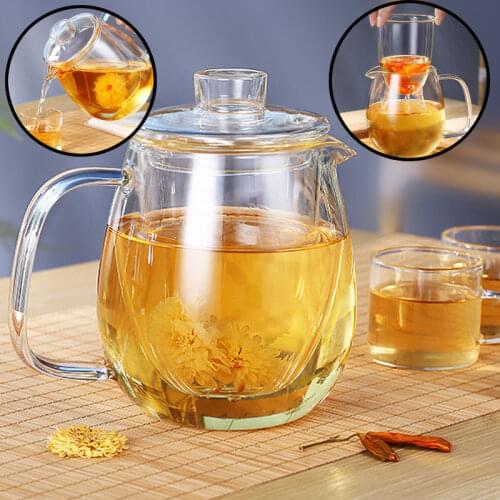1200ml Glass Teapot with Removable Infuser Flowering Tea Filter Can Be Heated Safe Tea Kettle Blooming Loose Leaf Tea Maker Set