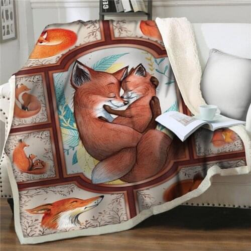 3D Cartoon Fox printed Thick Blanket on Bed Sofa Home Textiles rug bedding Quilt cover Bedspread Sherpa easy wash Fleece Blanket