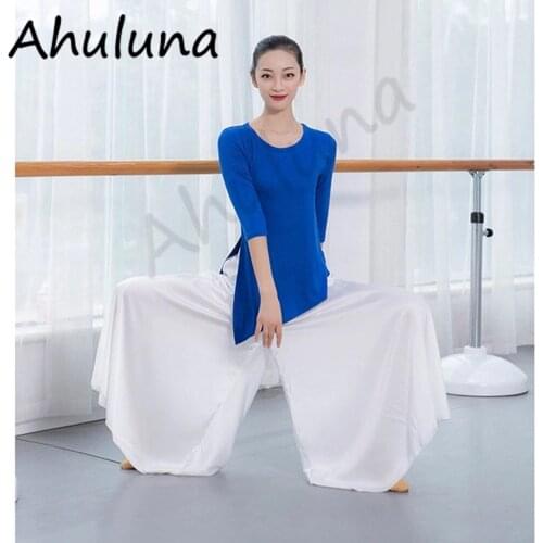 Chinese Traditional Classical Modern Dance Tops For Women Girls Half Sleeve Stage Dancing Costumes Female Dance Clothes D04001