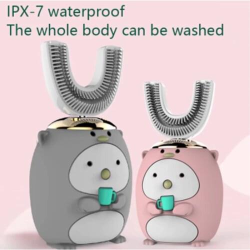 Smart 360 Degrees U Shaped Electric Toothbrush Kids Silicon Automatic Ultrasonic Teeth Tooth Brush Cartoon Pattern