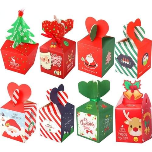 Merry Christmas Candy Boxes Christmas Santa Snowman Gift Box Paper Gift Bag Xmas Christmas Gift Box Favour Present Wrapping Bag