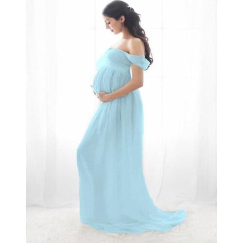 YourSeason Loose Maternity Dresses For Photo Shoot Sexy Photography Prop Pregnant Women Maxi Gown Shoulderless Dresses Chiffon