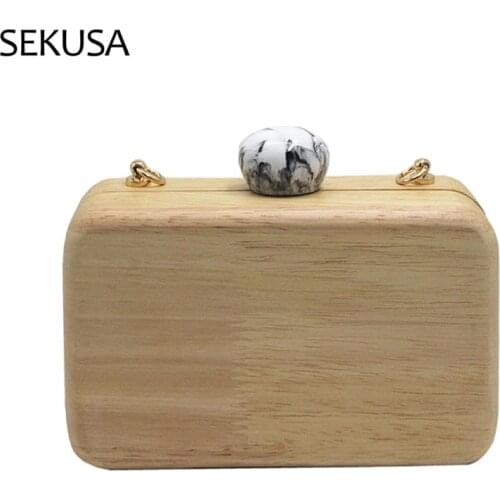 Wooden Design Flap Women Handbags Small Ladies Fashion Day Clutches Vintage Dress Femele Purse Evening Bags