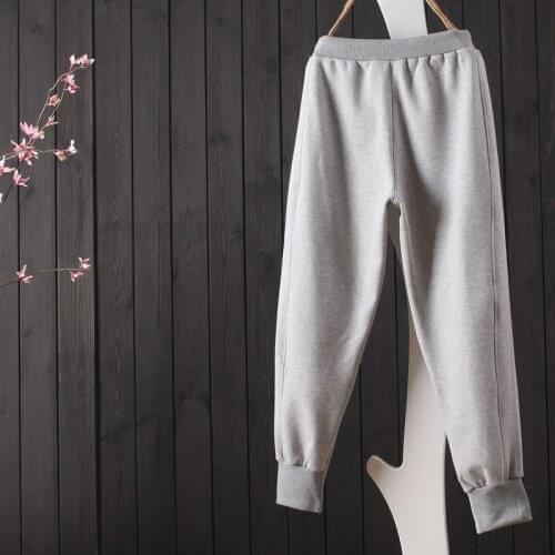 Women Elastic Waist Warm Sweatpants Women Casual Black Winter Pants Women Plus Velvet Thicken Autumn Winter Cotton Pants Hk254