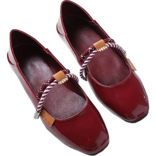 Shoes For Women 2021 New Spring Autumn Soft Leather Temperament Letter Square Buckle Design Lovely Round Toe Mary Janes Comforta