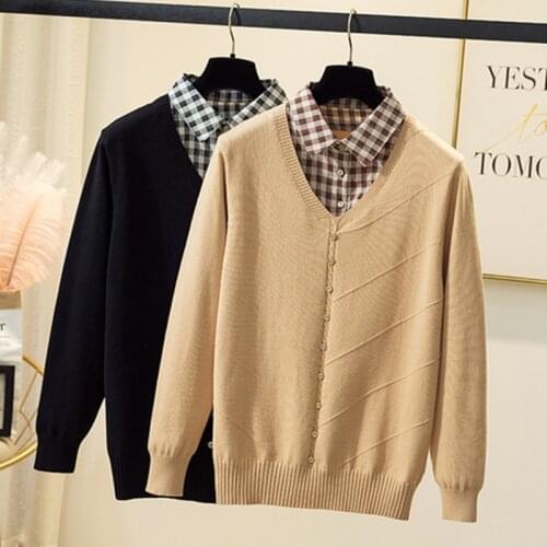 4XL 2021 Women New Arrivals Floral Embroidery Retro Pull Sweaters Turn Down Collar College Style Casual Loose Sweater Jumpers