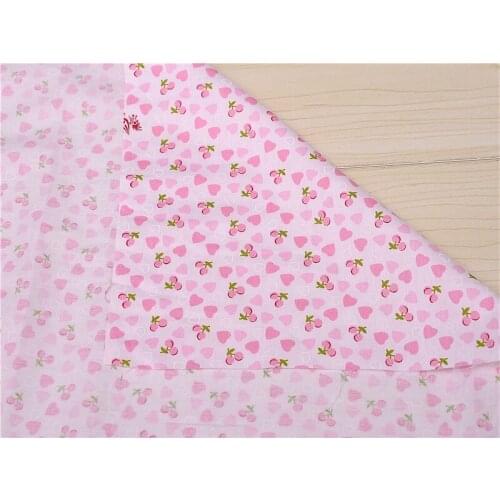 1meter pink flowers cherry fruit Printed Cotton Sewing Fabric for Baby Patchwork Quilt Home Dec orative Pillow Cover Handicraft