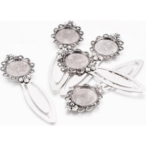 100pcs Tibetan Style Bookmark Cabochon Settings DIY Accessories Cadmium Free & Lead Free Tray: 20mm 83x28x4mm