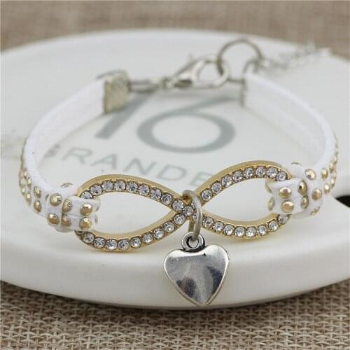 2 colour Heart-shaped pendant infinity bracelet for women fashion jewelry pulseira masculina pulseras mujer Drop shipping