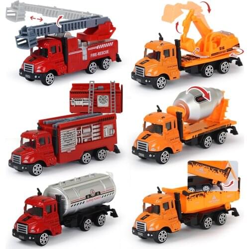 3Pcs/Set Alloy Car City Simulation Model Series Gliding Function Engineering Sanitation Fire Truck Educational Kids Toys for Boy