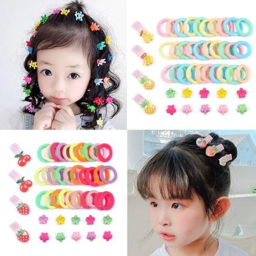 44 Pcs/Set Hair Band Accessories Sets Colorful Elastic Hair Ring Sweet Small Flower Hair Clip Headwear Gift For Women Girl Kids