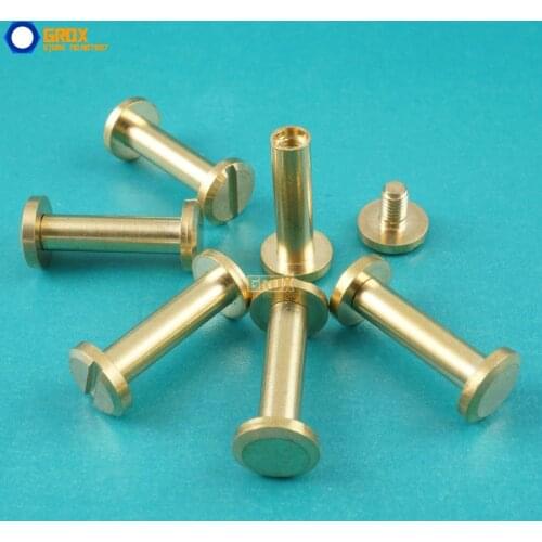 50 Set 8*15mm Solid Brass Rivet Chicago Screw for Leather Craft Belt Wallet / Flat