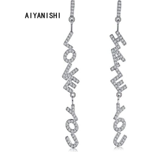 AIYANISHI 925 Sterling Silver Dangle Earrings LOVE YOU/HATE YOU Earrings Wedding Engagement Silver Chandelier Drop Earring Lover
