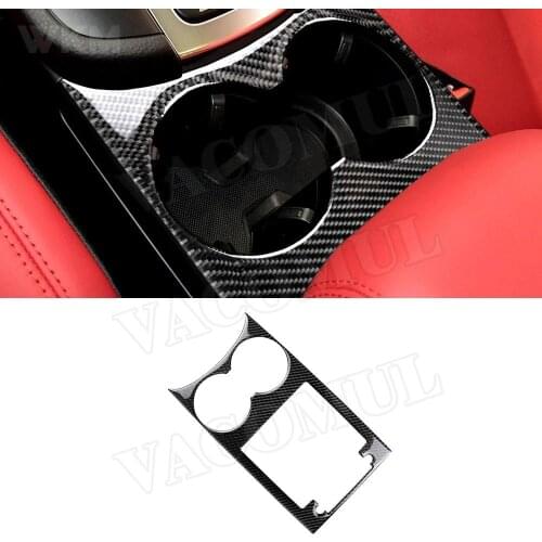 Carbon Fiber Car Gear Shift Water Cup Holder Trim Cover Frame Decal Protective Sticker for Porsche Macan 2015-2018