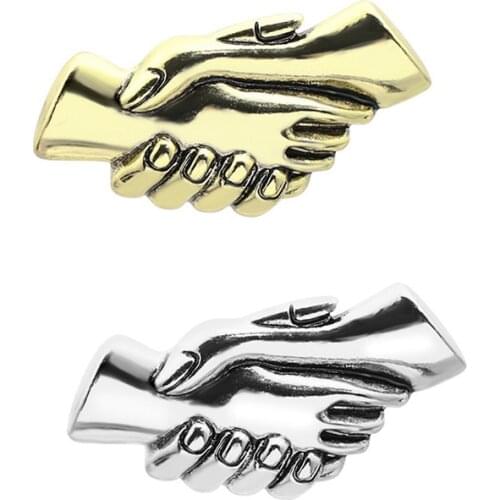 Handshake Lapel Pin Cooperation Friendship Badge Brooches Bronze Hand Gesture Metal Bag Lapel Pin Social Etiquette Jewelry Gifts